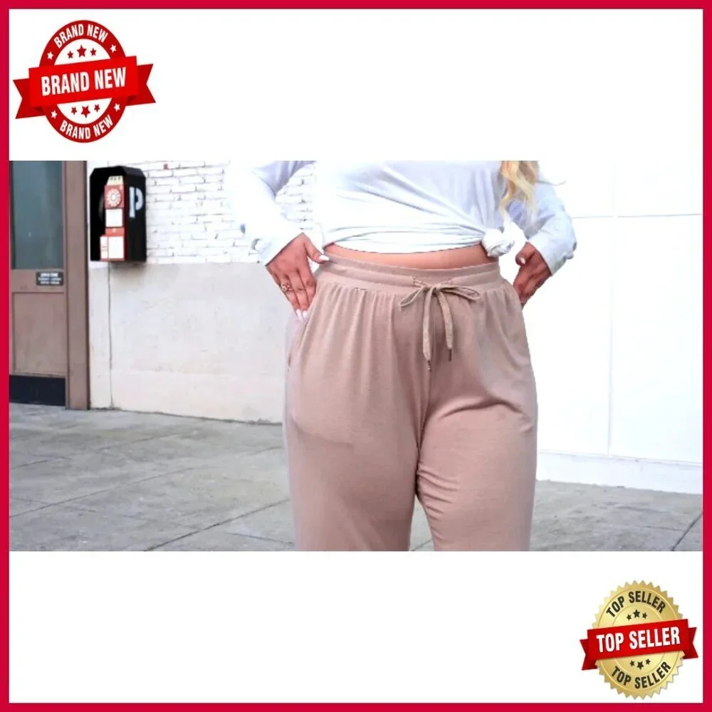Plus Size Lounge Pants Wide Leg Drawstring Yoga Sweatpants with Pockets